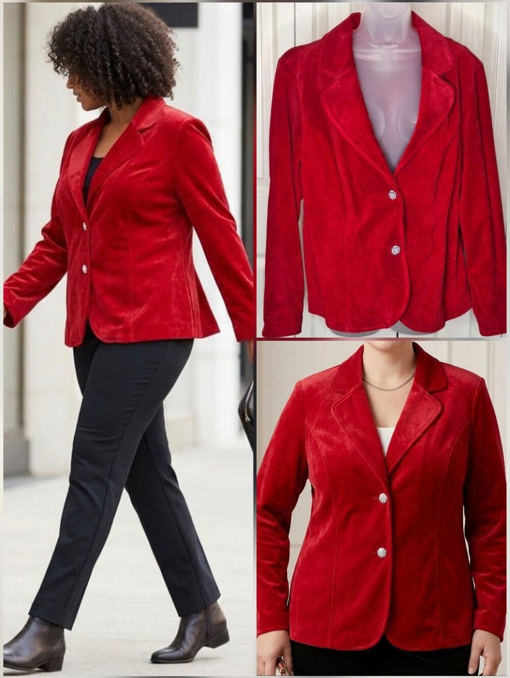 ❤️Live A Little 100% suede leather red blazer/jacket rhinestone buttons 🤍1X